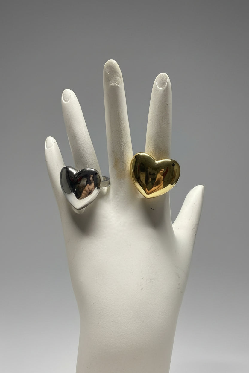 Gold Tone and Silver Ring Heart