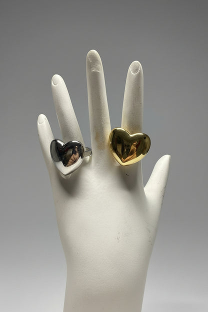 Gold Tone and Silver Ring Heart