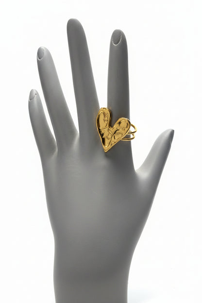 Gold tone Heart Adjustable Ring