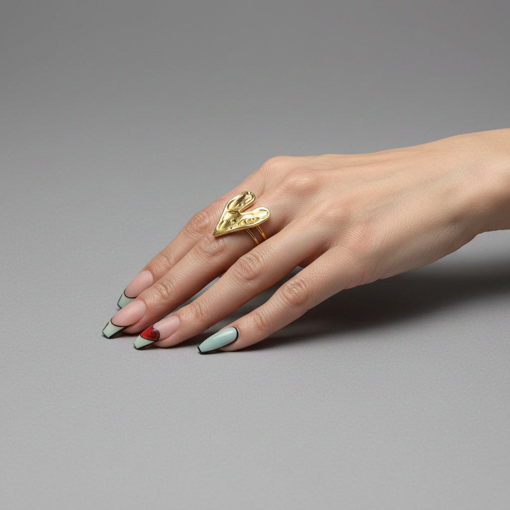 Gold tone Heart Adjustable Ring