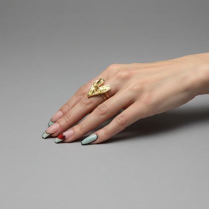 Gold tone Heart Adjustable Ring