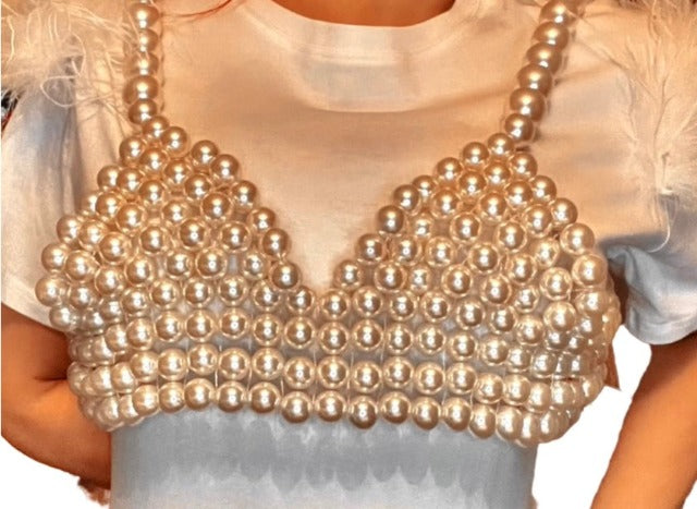 VALUSHKA BEADED PEARL BODY TOP