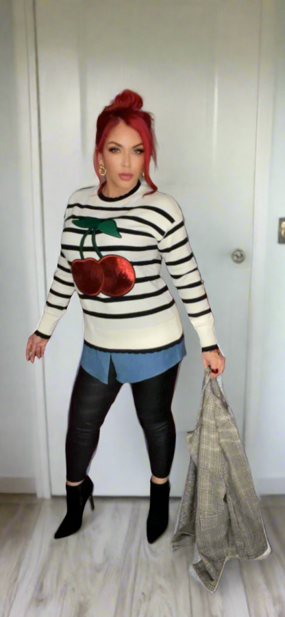 Cherry Pop Striped Sweater