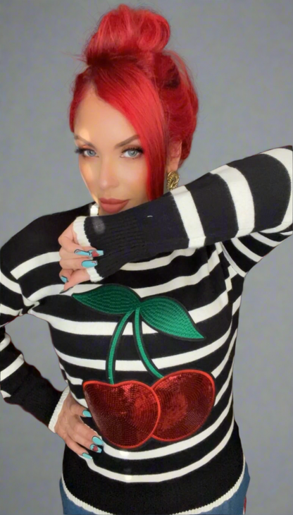Cherry Pop Striped Sweater