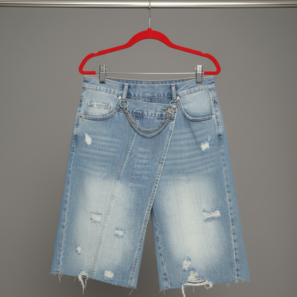 Distressed Bermuda Denim Shorts