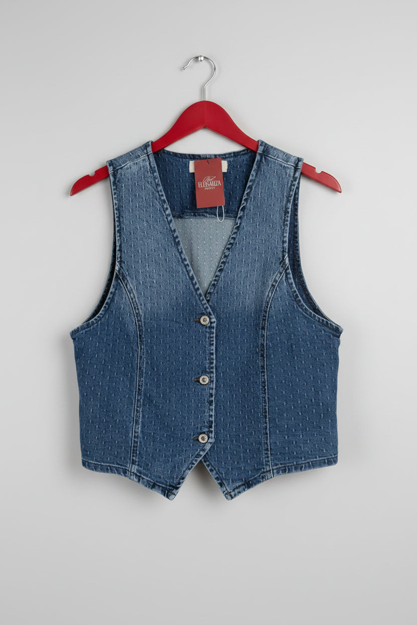 Textured Denim vest