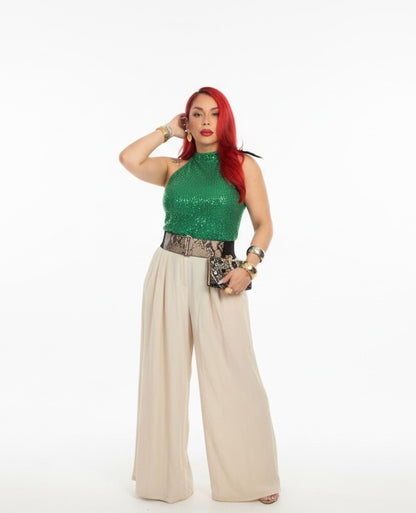 GISELLE SEQUIN HALTER TOP