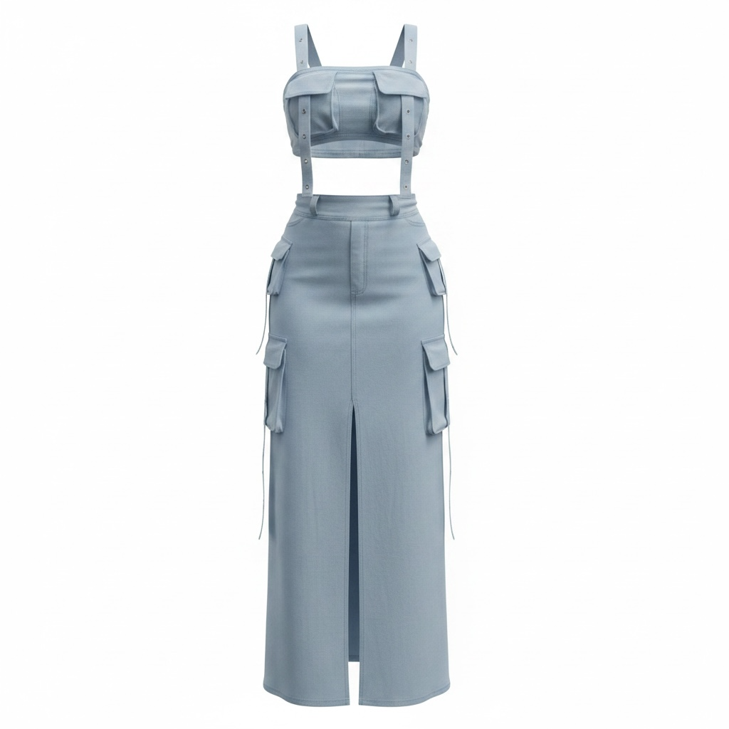 Cargo Skirt & Crop Top Set | Edgy Streetwear