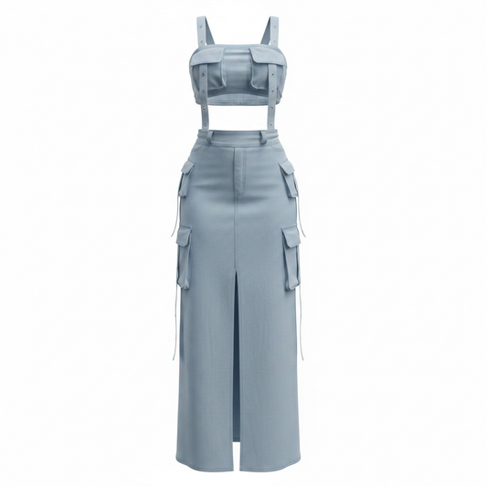 Cargo Skirt & Crop Top Set | Edgy Streetwear