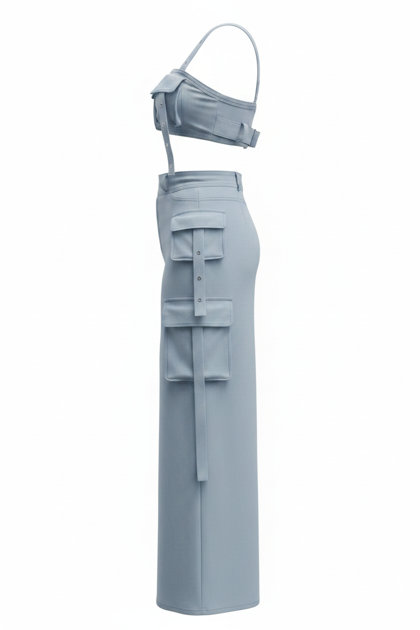Cargo Skirt & Crop Top Set | Edgy Streetwear