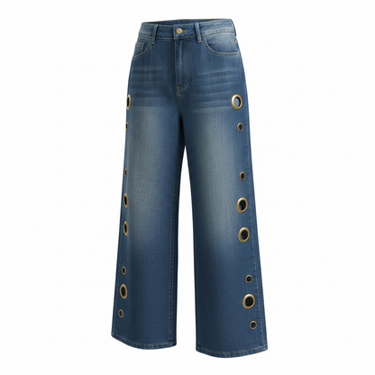 Roxanne Eyelet Wide-Leg Jeans