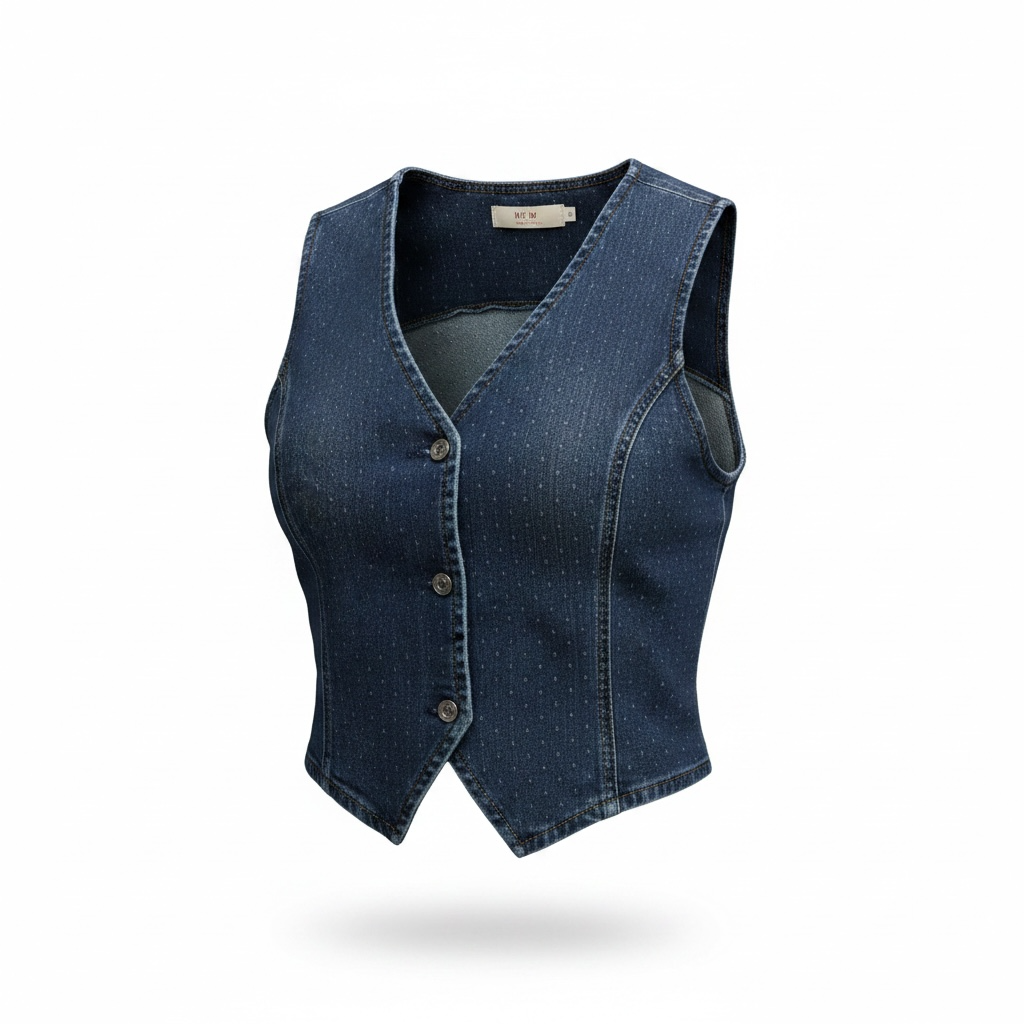 Textured Denim Straight-Leg Pants