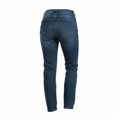 Textured Denim Straight-Leg Pants
