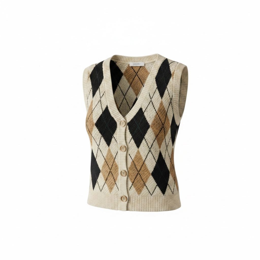 Camille Cream Argyle Sweater Vest