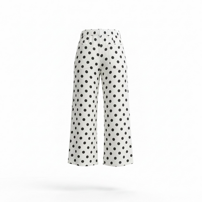 Lucia Black and White Polka Dot Wide-Leg Pants