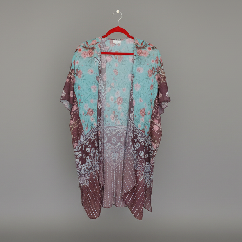 BLISSFUL KIMONO (RED & BROWN)