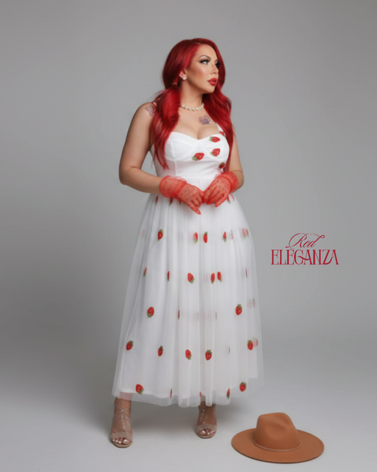 Zoe Strawberry Dress-Tulle Strawberry Print